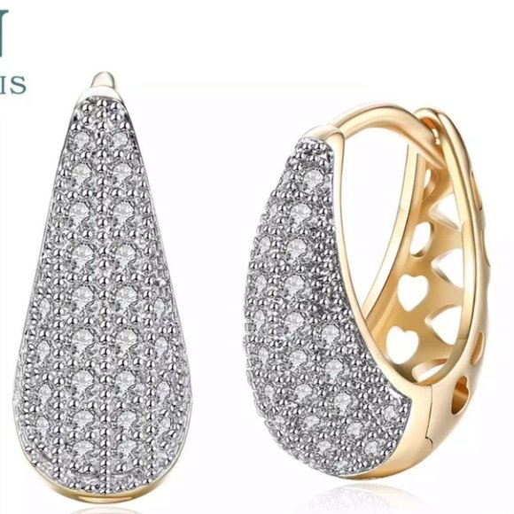 NEW Zircon Water Drop Diamond Hoop Earrings - Picture 4 of 7